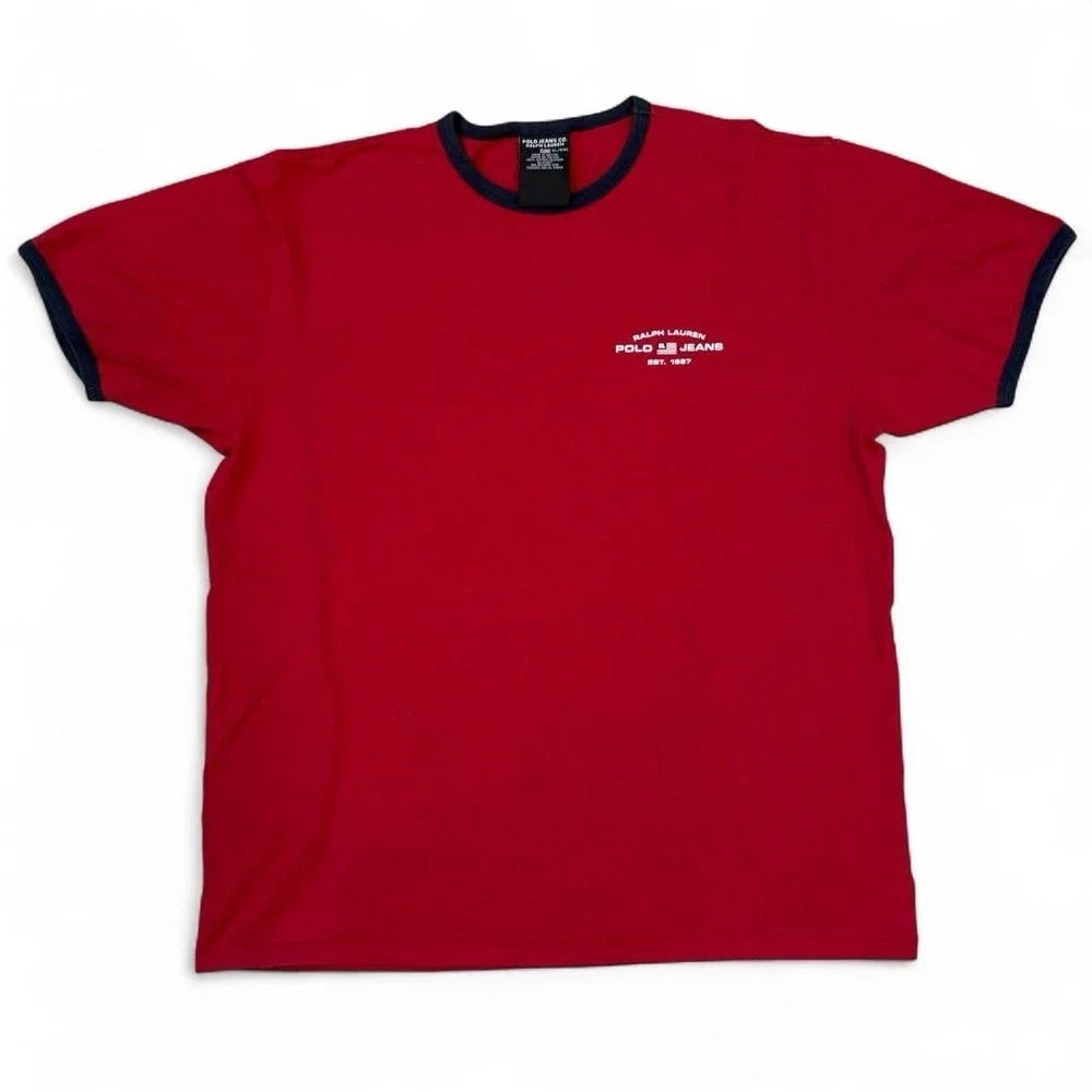 Vintage Polo Jeans Co. Ralph Lauren Red Ringer Tee Men's Size XL Skater 90s Y2K